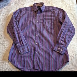 Tailorbyrd men's XL purple blue pink button down striped shirt VGUC